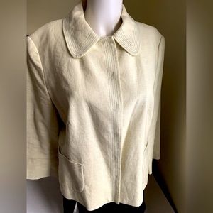 Zara Yellowish Light lime green cotton blend blazer 3/4 sleeves collared US 12